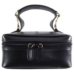 Gucci Vintage Small Black Leather Cosmetic Vanity Travel Bag