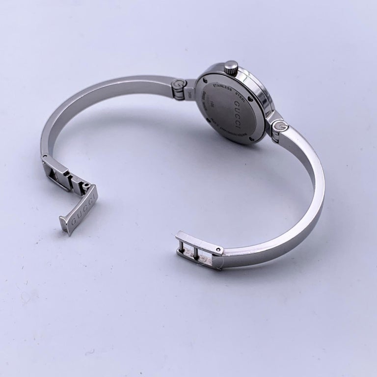 Gucci Garnet Bezel Watch Bangle 105 Stainless Steel Gucci Vintage Stainless Steel Mod 105 L Bangle Watch Garnet  main image 3