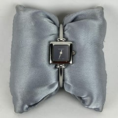 Gucci Vintage Stainless Steel Mod 1900 L Bangle Wrist Watch Black Dial