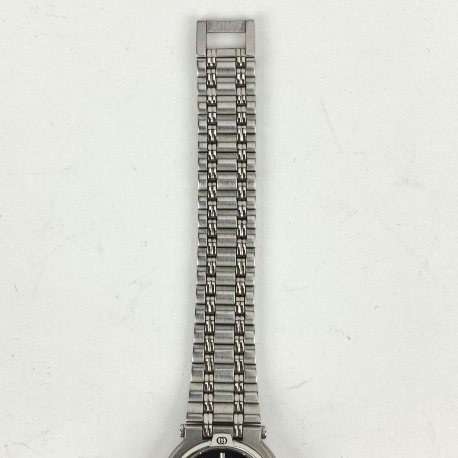 Gucci Vintage Stainless Steel Mod 9100 L Wrist Watch Black Dial 1