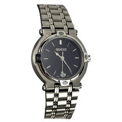 Gucci Vintage Stainless Steel Mod 9100 L Wrist Watch Black Dial