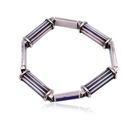 Gucci Vintage Sterling Silver 925 Blue Enamel Bracelet Bangle