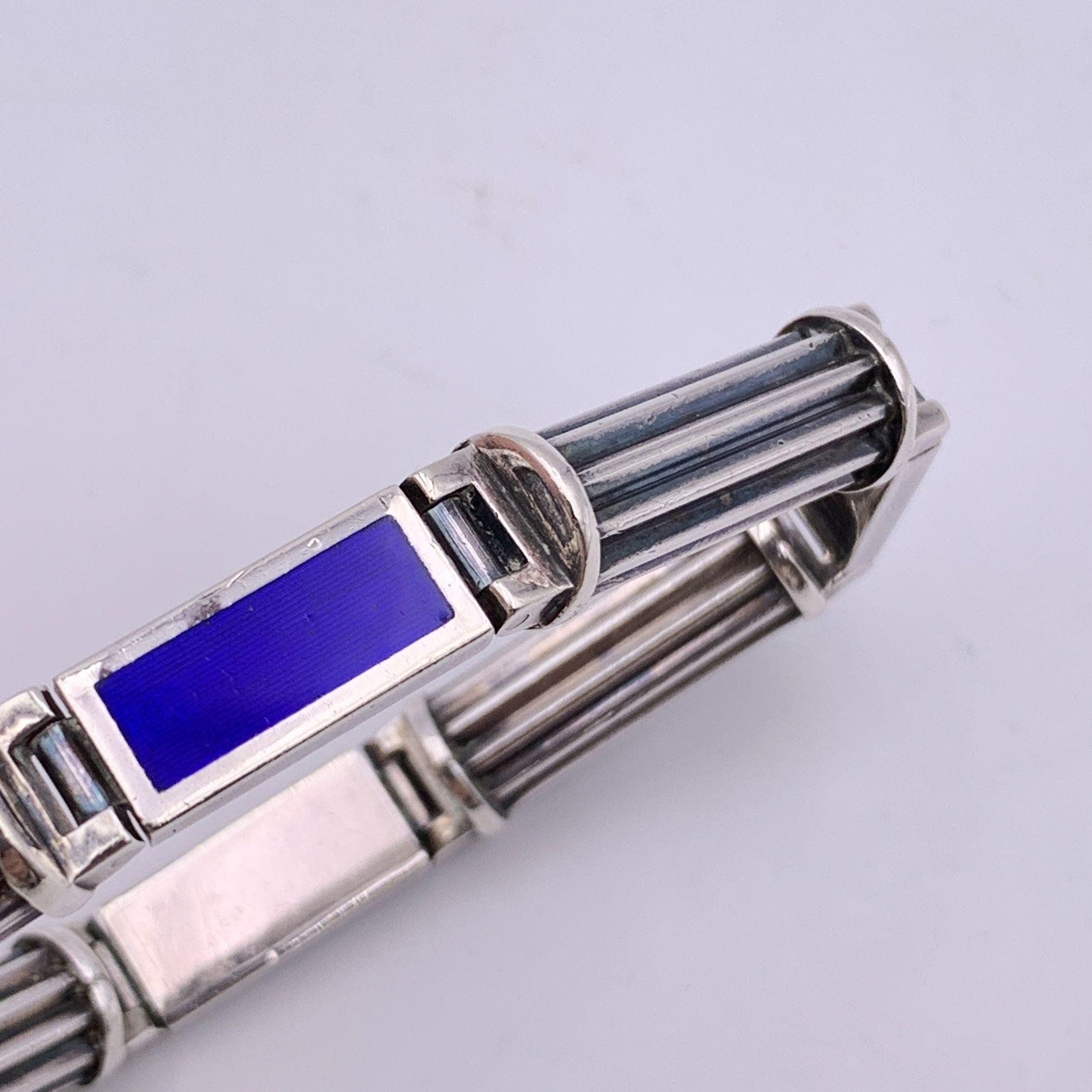 Women's Gucci Vintage Sterling Silver 925 Blue Enamel Bracelet Bangle