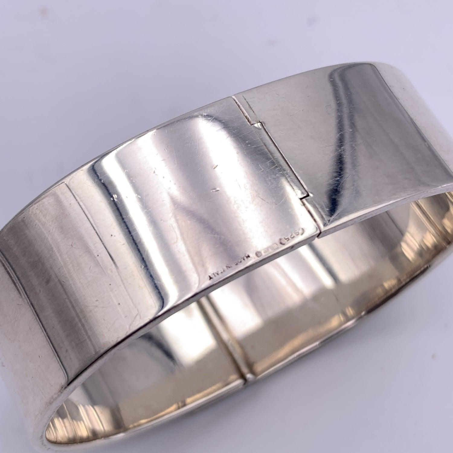 Gucci Vintage Sterling Silver 925 Cuff Bangle Bracelet In Excellent Condition In Rome, Rome