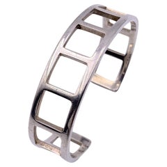 Gucci Retro Sterling Silver 925 Cuff Cut Out Bangle Bracelet