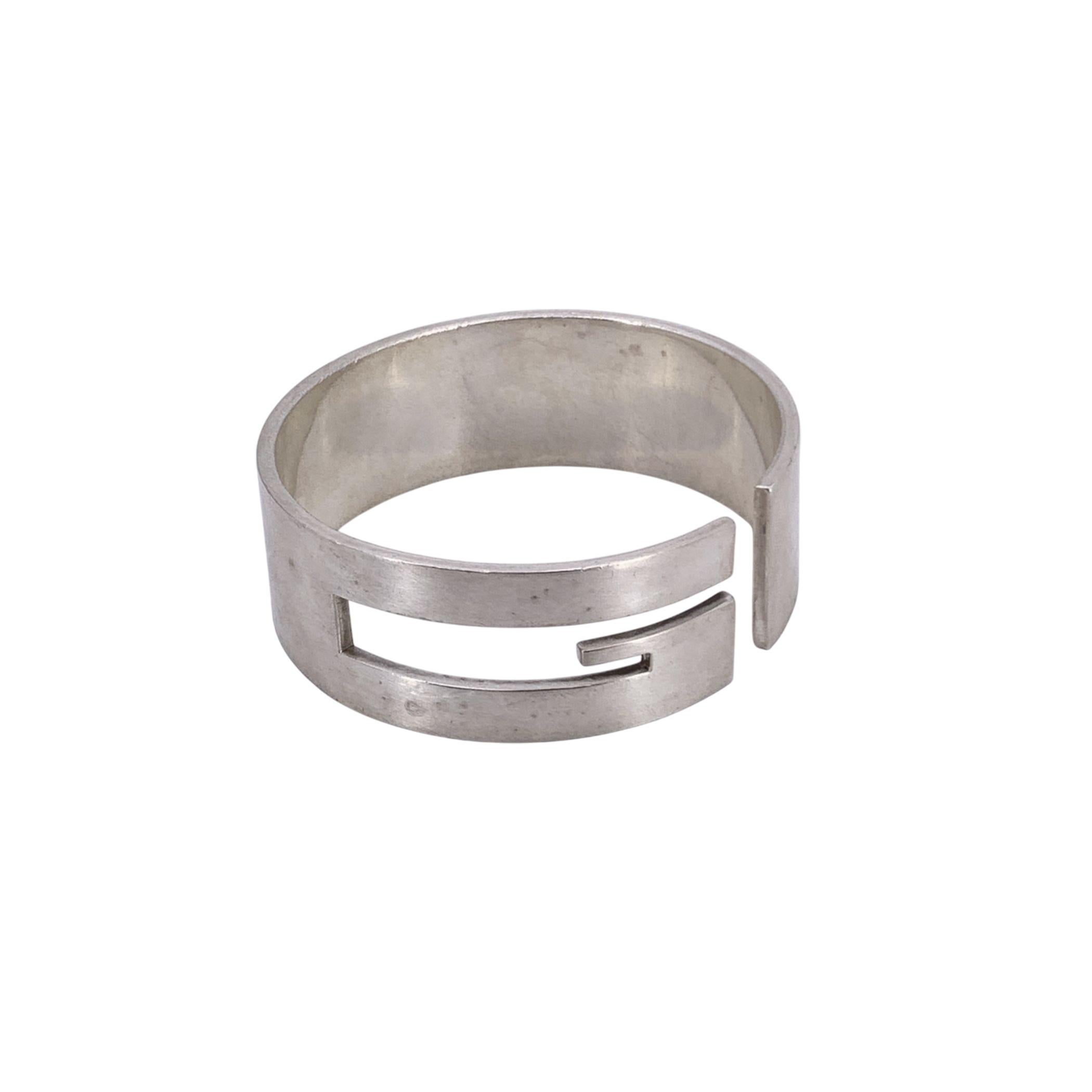 Gucci Vintage Sterling Silver 925 G Logo Cuff Bracelet Bangle 1