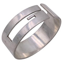Gucci Bracelet manchette vintage en argent sterling 925 avec logo G