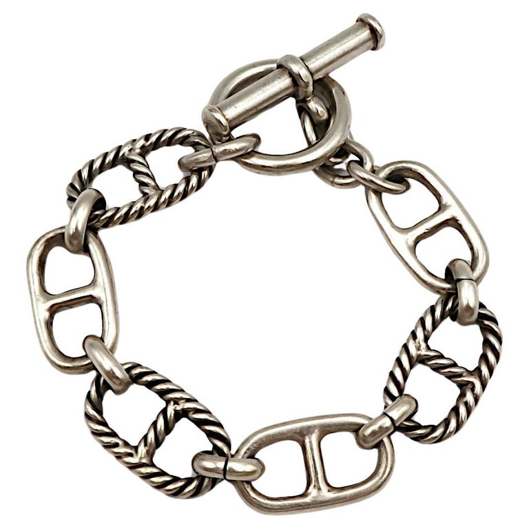 GUCCI Vintage Sterling Silver Anchor Chain Link Bracelet For Sale  