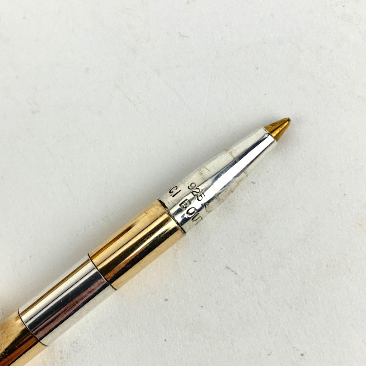 Brown Gucci Vintage Sterling Silver and Golden Small Ballpoint Pen Charm
