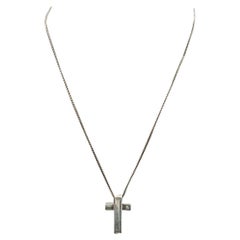 Gucci Vintage Sterling Silver Cross Pendant Unisex Necklace