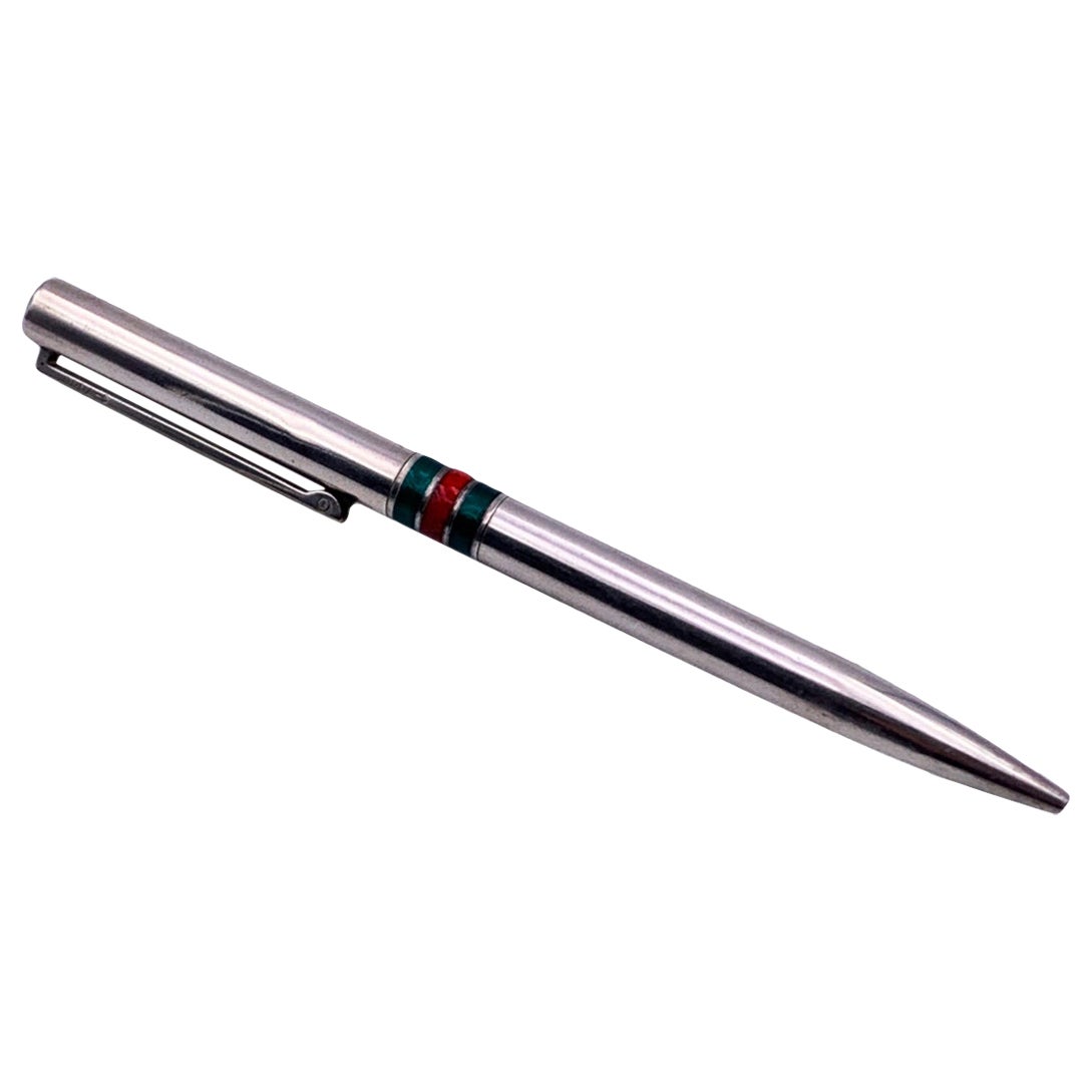 Gucci Vintage Sterling Silver Enamel Web Ballpoint Pen