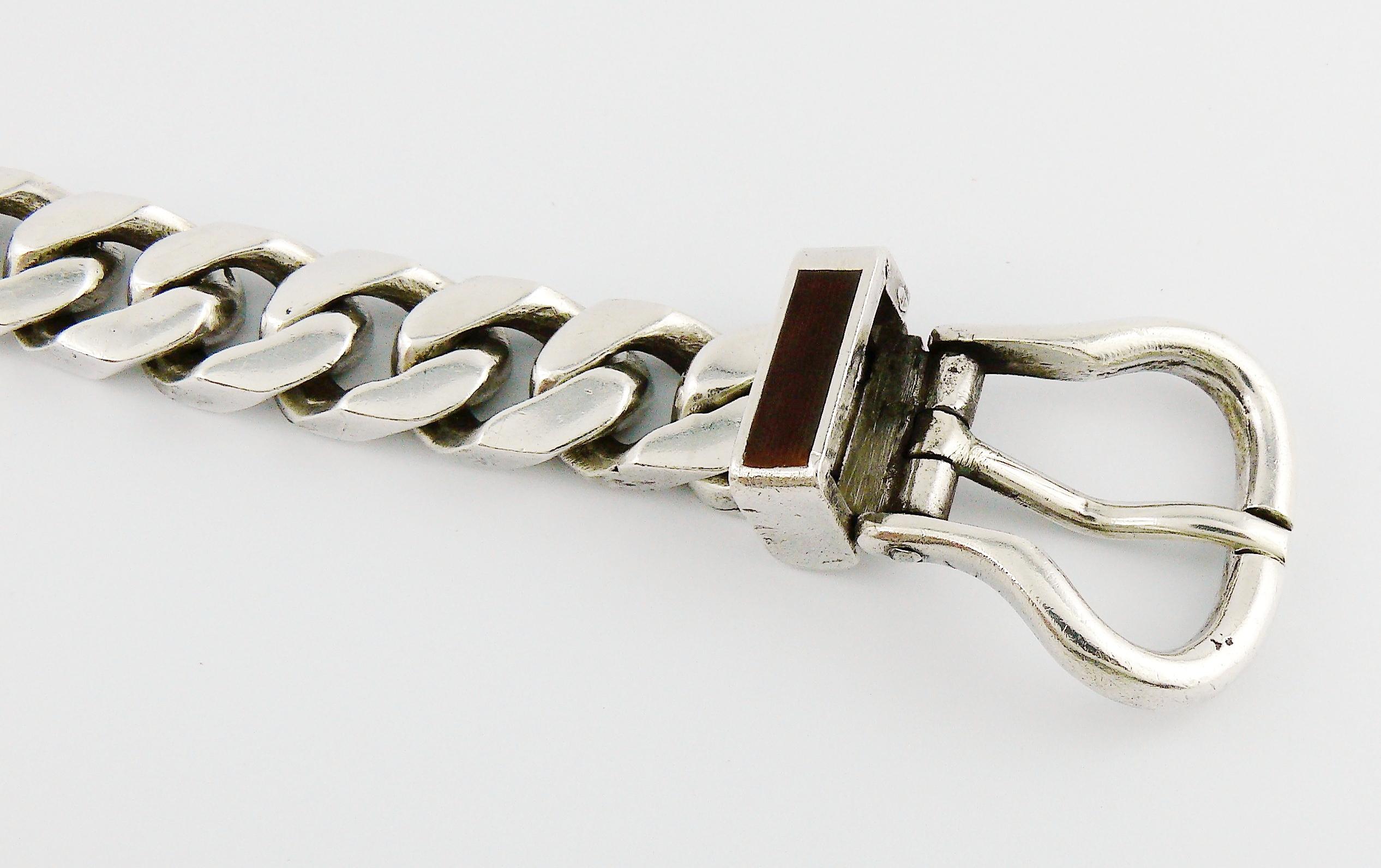 Women's or Men's Gucci Vintage Sterling Silver Iconic Buckle Bracelet  For Sale