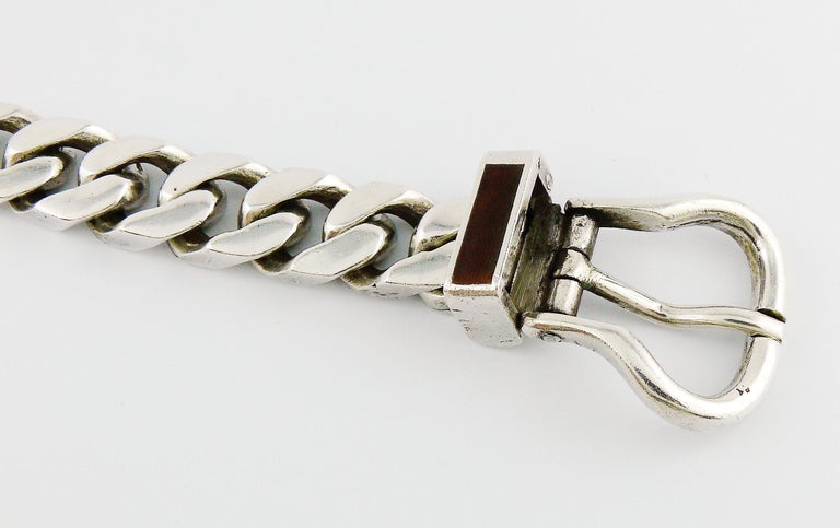 Gucci Vintage Sterling Silver Iconic Buckle Bracelet For Sale at 1stdibs