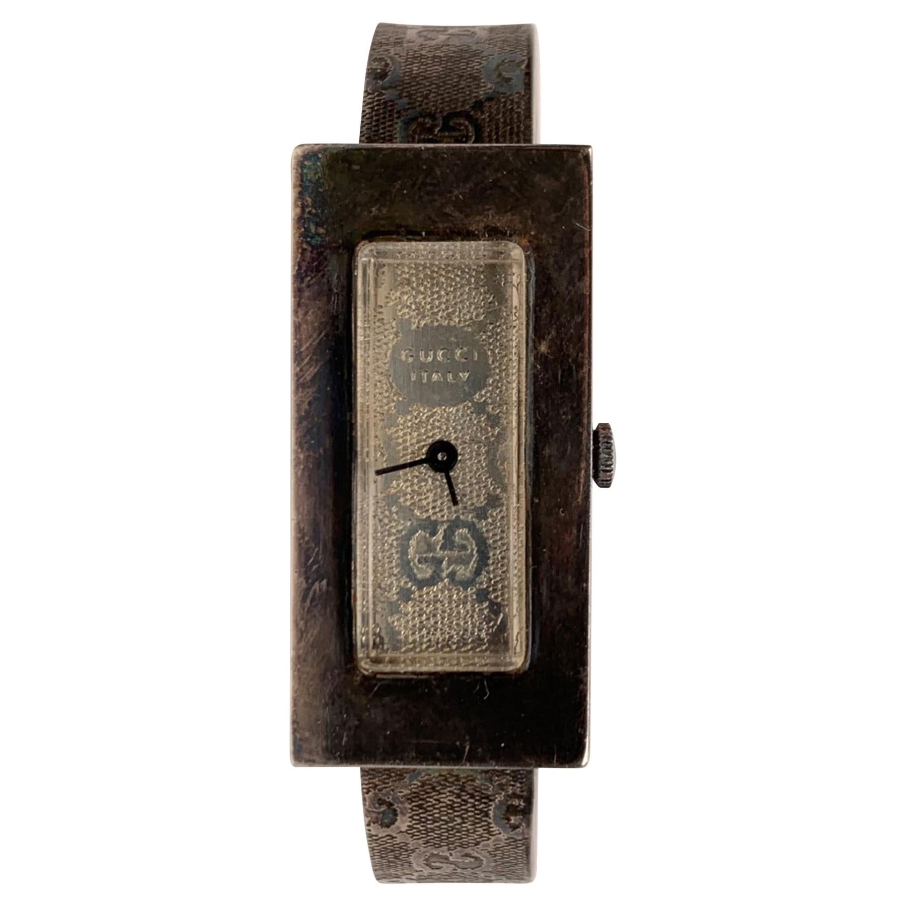 Gucci Vintage Sterling Silver Wrist Watch Bracelet Bangle Rare