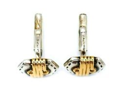 Gucci Vintage Sterling Silver Yellow Gold Cufflinks with Original Box