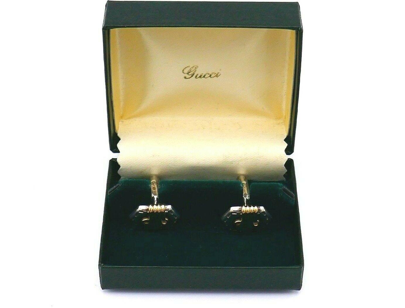 Gucci Vintage Sterling Silver Yellow Gold Cufflinks with Original Box 4