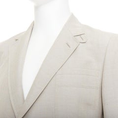 GUCCI Vintage stone cotton mohair single breasted pocket blazer jacket IT52 L