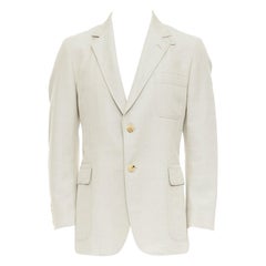 GUCCI Vintage stone cotton mohair single breasted pocket blazer jacket IT52 L