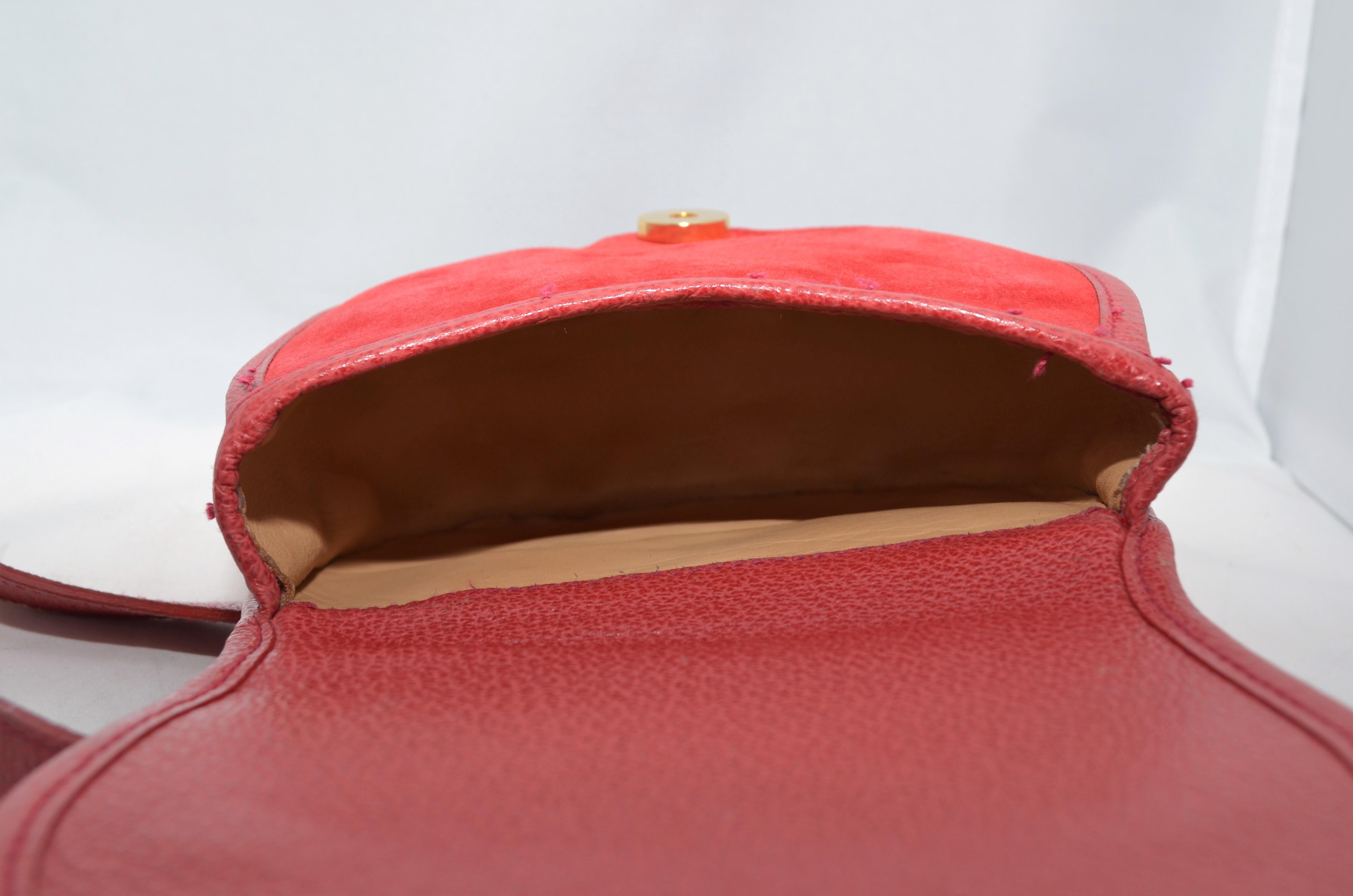 Red Gucci Vintage Suede Belt Bag with Horsebit