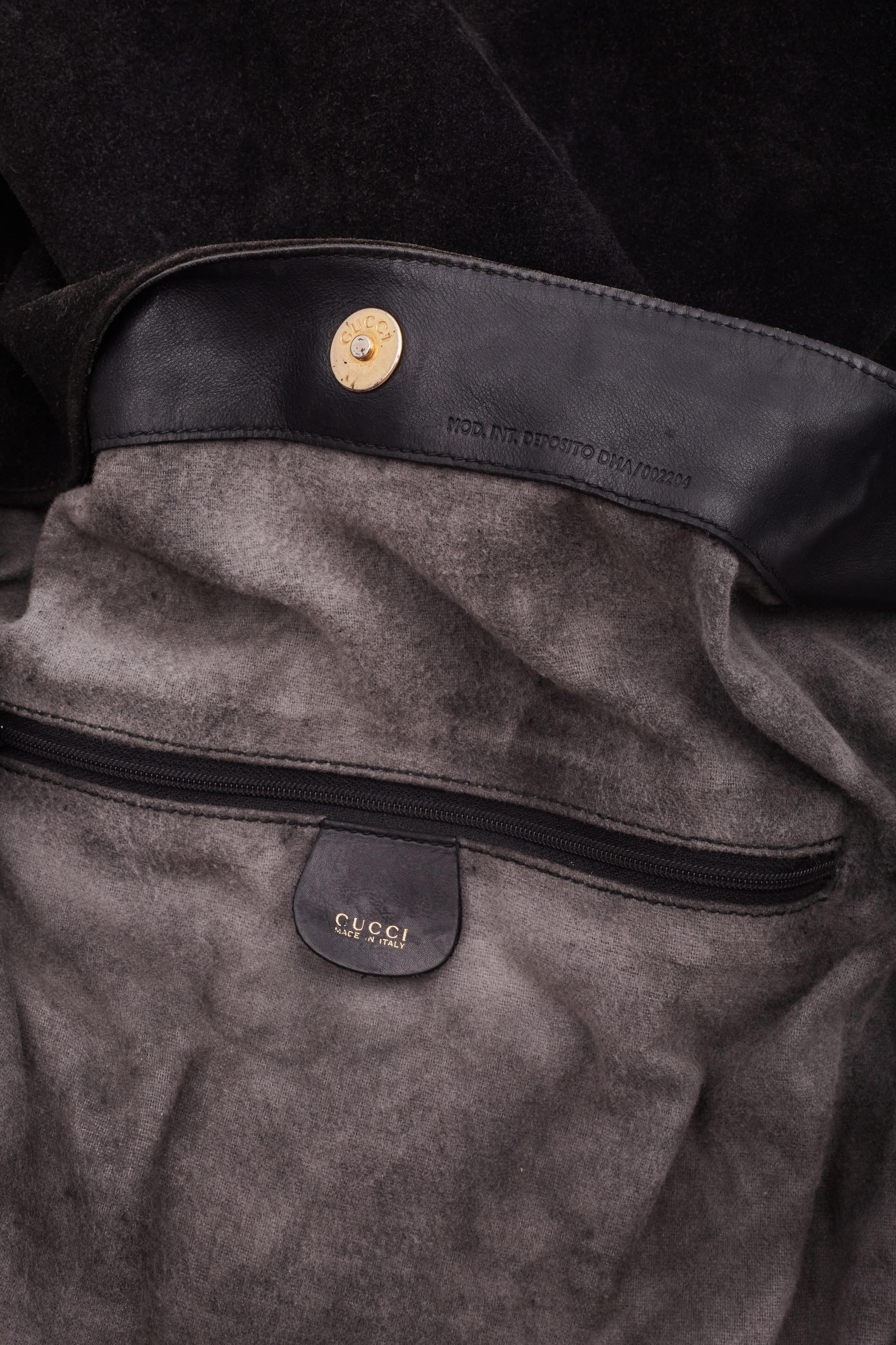 Gucci Vintage Suede Black Bamboo Hobo Bag 8
