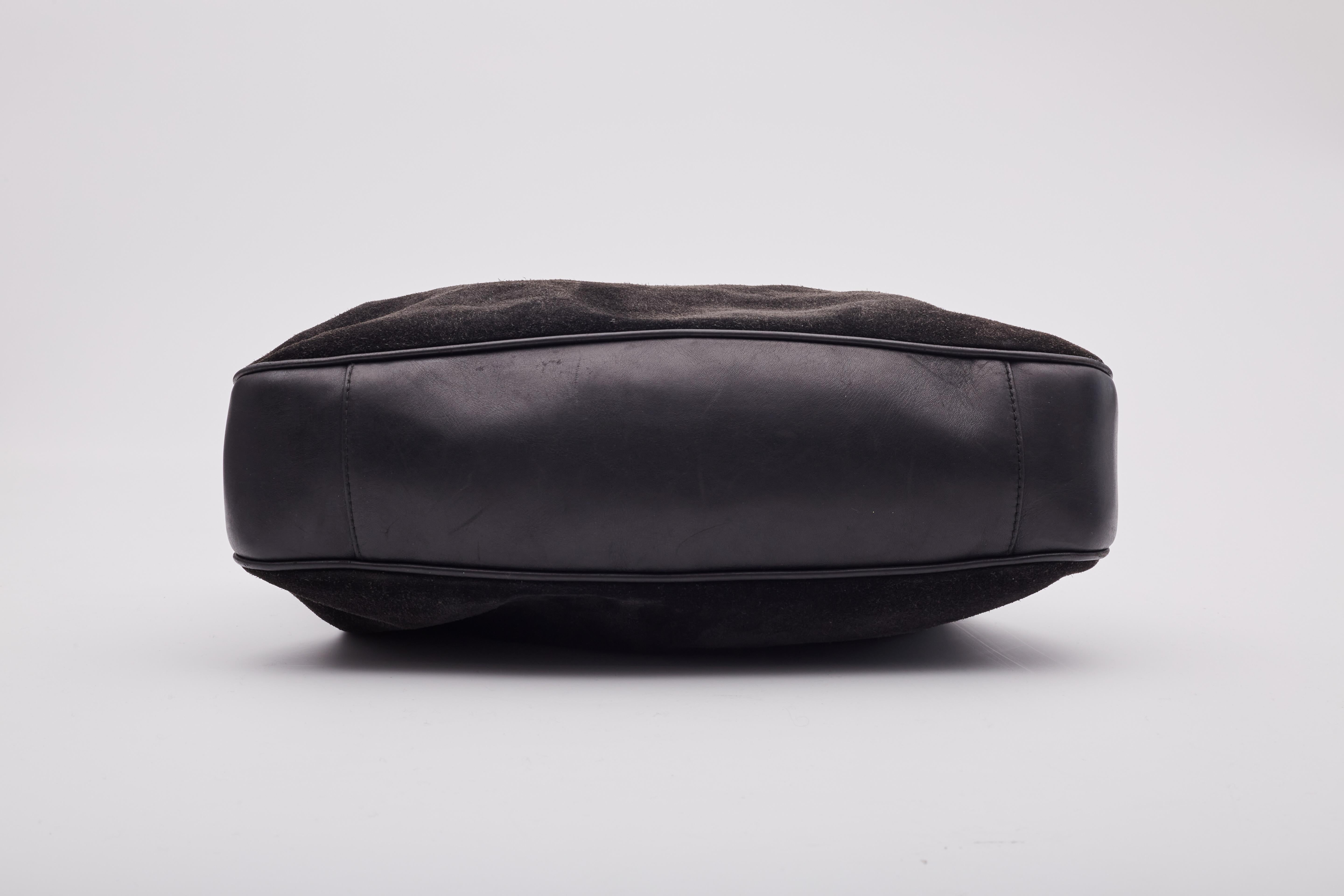 Gucci Vintage Suede Black Bamboo Hobo Bag 5