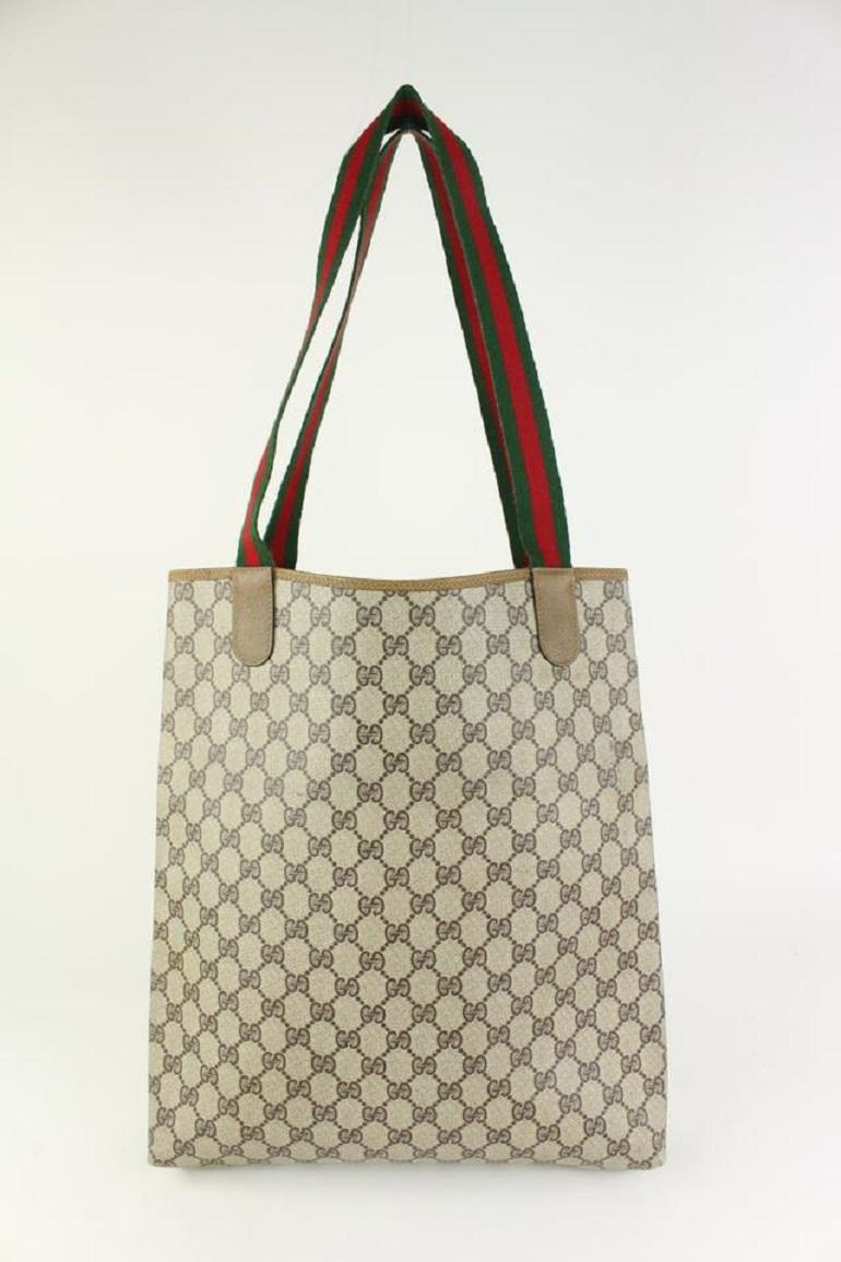 Gucci Vintage Supreme GG Web Handle Shopper Tote Bag 1025g4 In Good Condition In Dix hills, NY