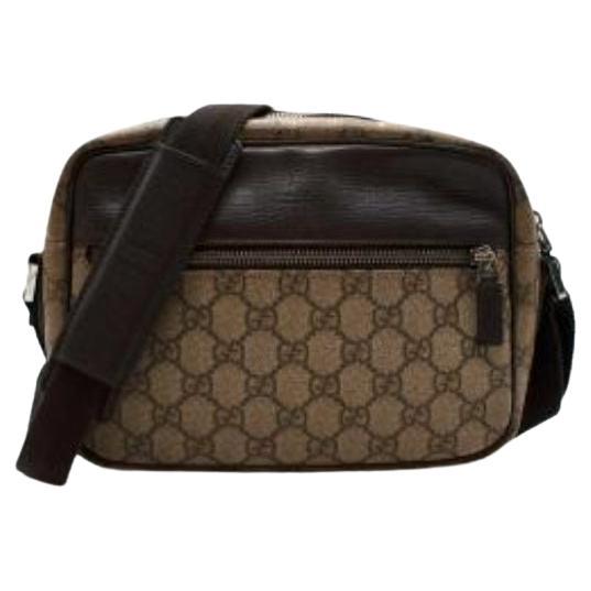 Gucci Vintage Supreme Leather Trimmed Messenger Bag For Sale