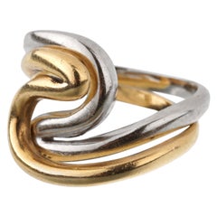 Gucci Vintage Swirl Cocktail Yellow White Gold Rings