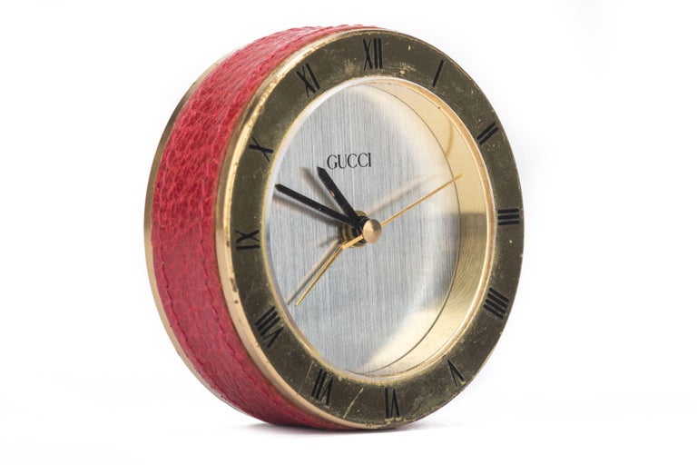 Rare Vintage Gucci Quartz Purse and or Alarm Clock Vintage Gucci Blue Lapis Brass 8 Day Alarm and Table Clock  main image 2