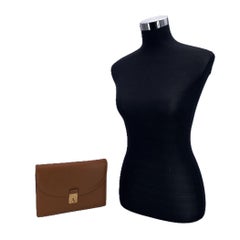 Gucci Vintage Tan Brown Leather Wrist Bag Clutch Pochette Handbag