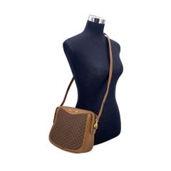 Gucci Vintage Tan Brown Micro GG Monogram Canvas Shoulder Bag