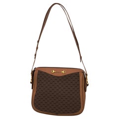 Gucci Vintage Tan Brown Micro GG Monogram Canvas Shoulder Bag