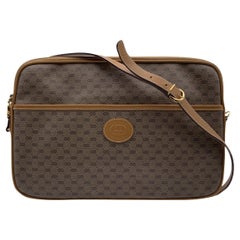 Gucci Vintage Tan GG Monogram Canvas Crossbody Messenger Bag