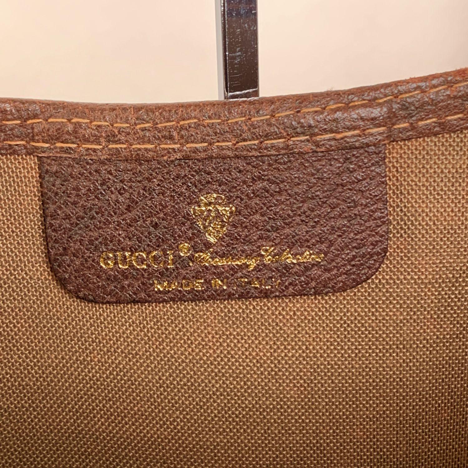 Gucci Vintage Tan GG Monogram Canvas Shopping Bag Tote 2
