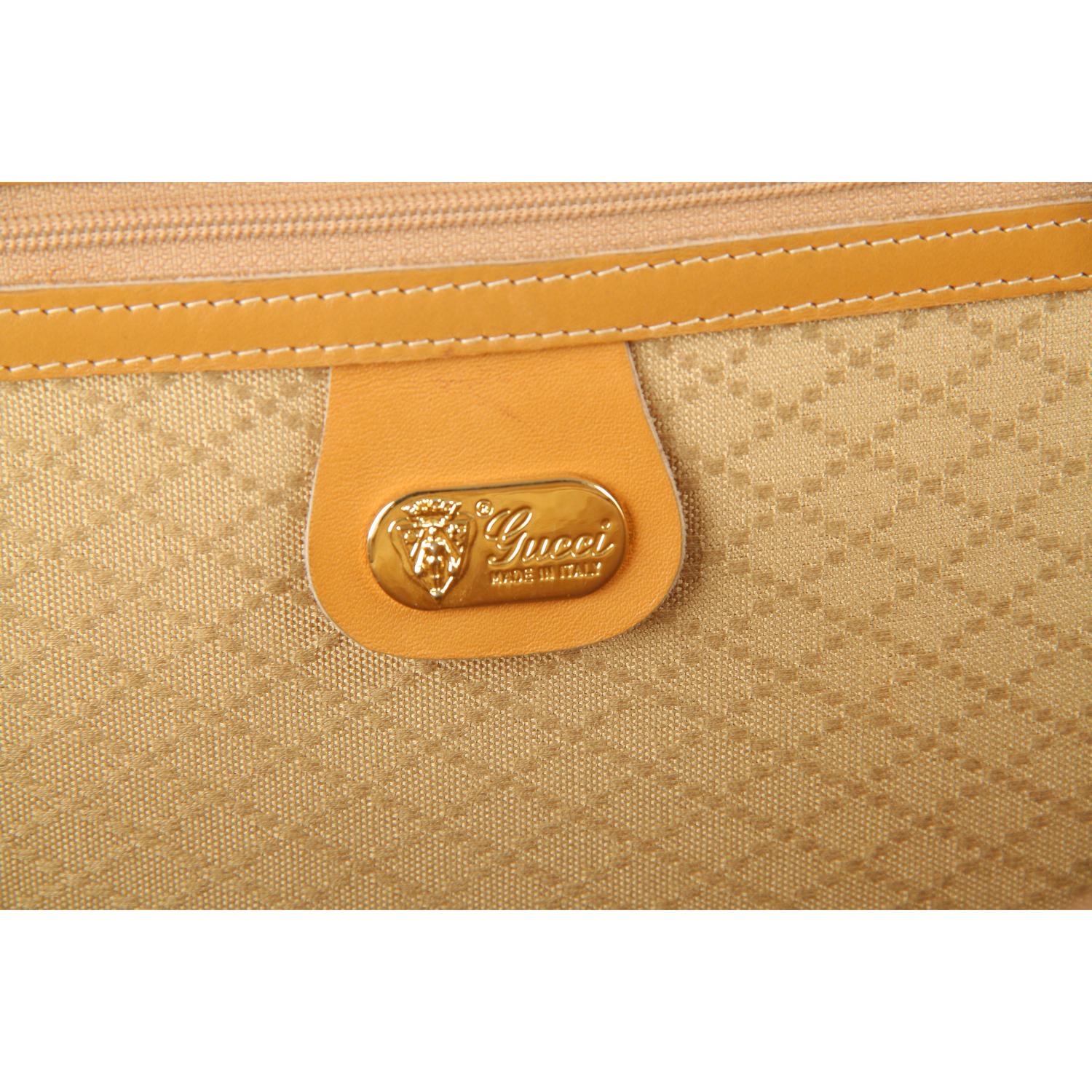 Gucci Vintage Tan GG Monogram Canvas Suitcase Travel Bag 9