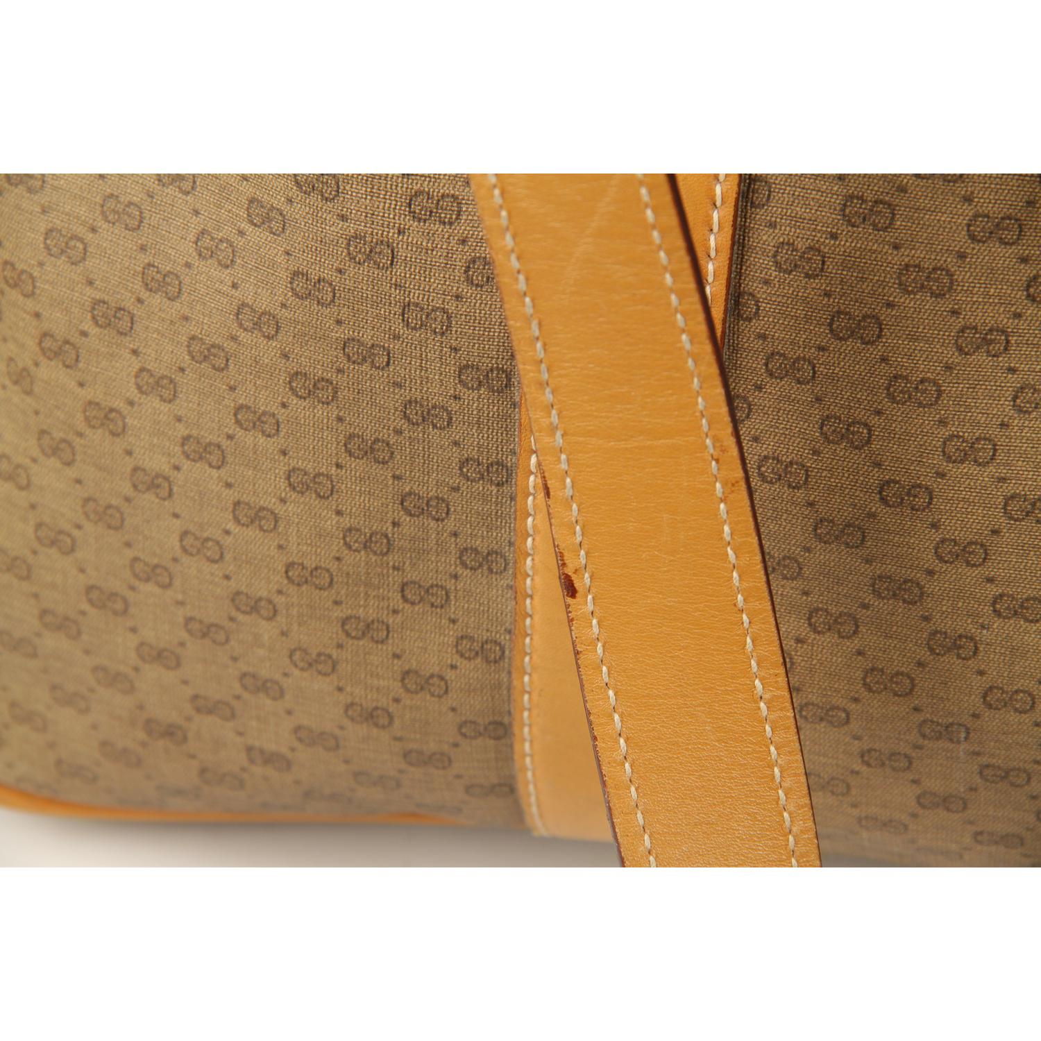 Gucci Vintage Tan GG Monogram Canvas Suitcase Travel Bag 4