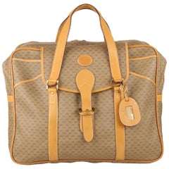 Gucci Vintage Tan GG Monogram Canvas Suitcase Travel Bag