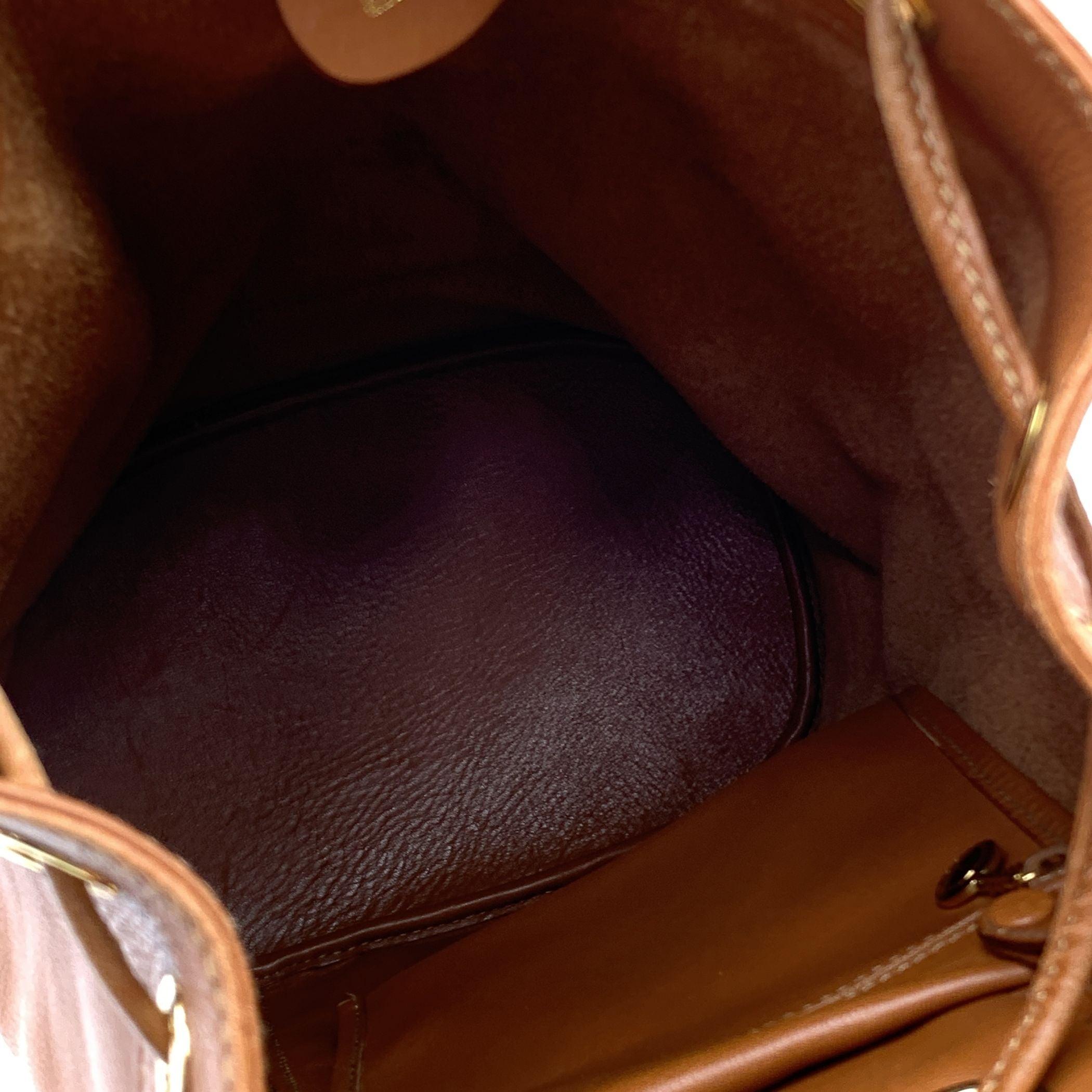 Women's Gucci Vintage Tan Leather Bamboo Bucket One Shoulder Backpack