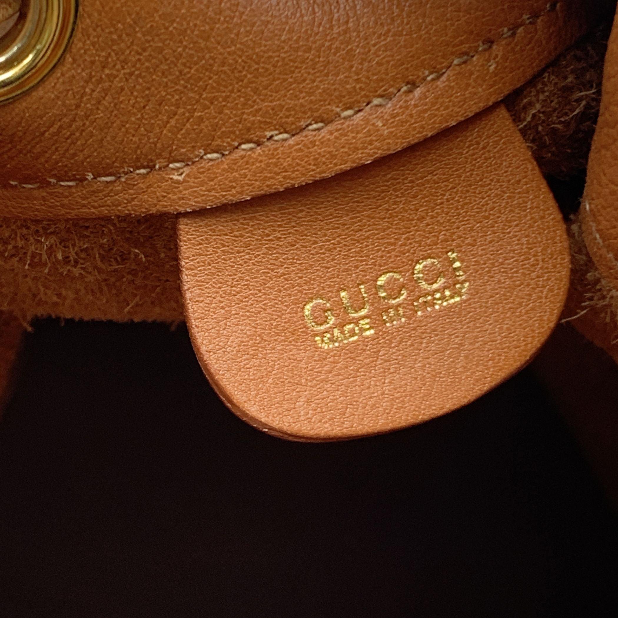 Gucci Vintage Tan Leather Bamboo Bucket One Shoulder Backpack 2