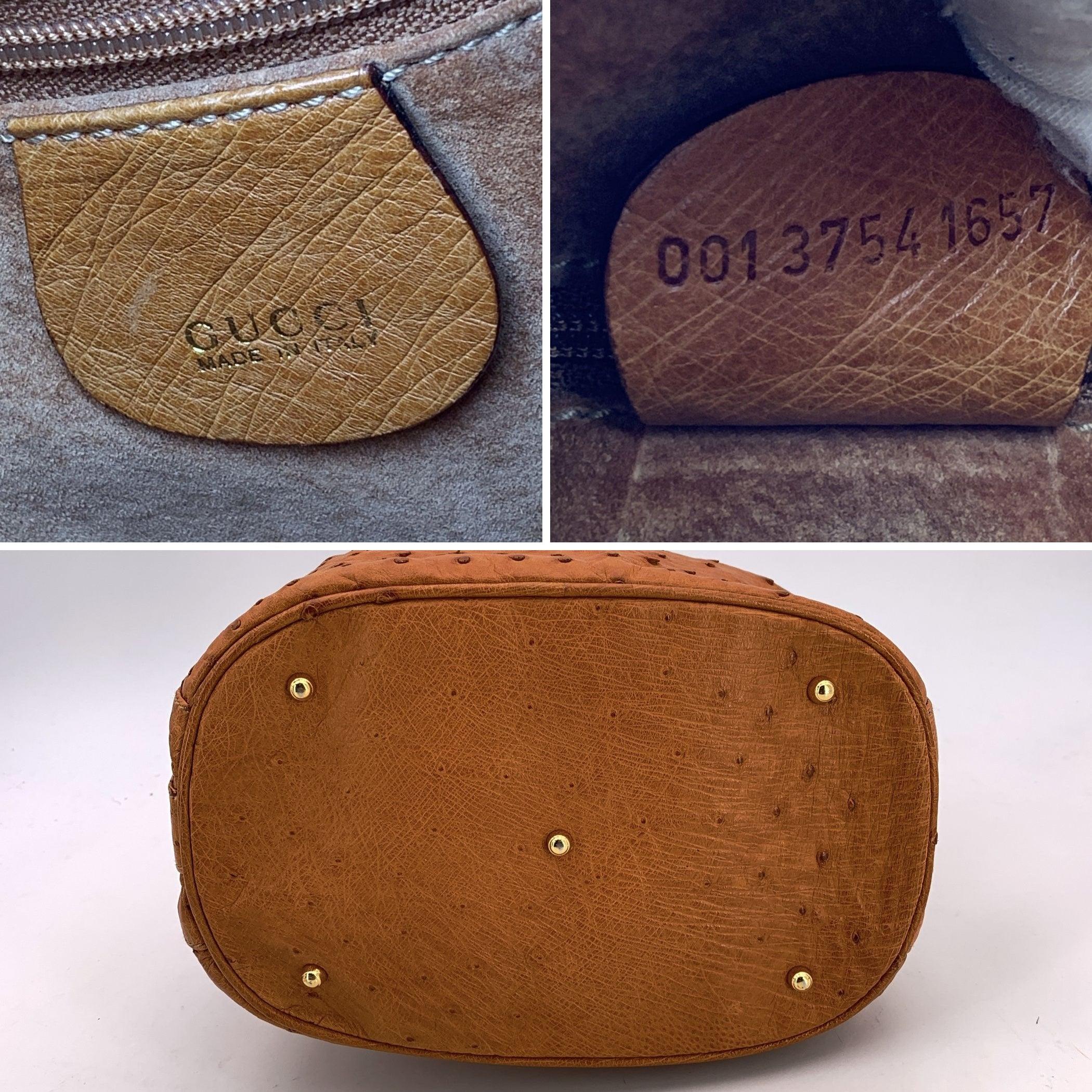 Gucci Vintage By Tan Leder Bamboo Drawstring Bucket Handtasche Damen