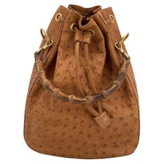 Gucci Vintage Tan Leather Bamboo Drawstring Bucket Handbag Gucci Vintage Tan Leather Bamboo Drawstring Bucket Handbag