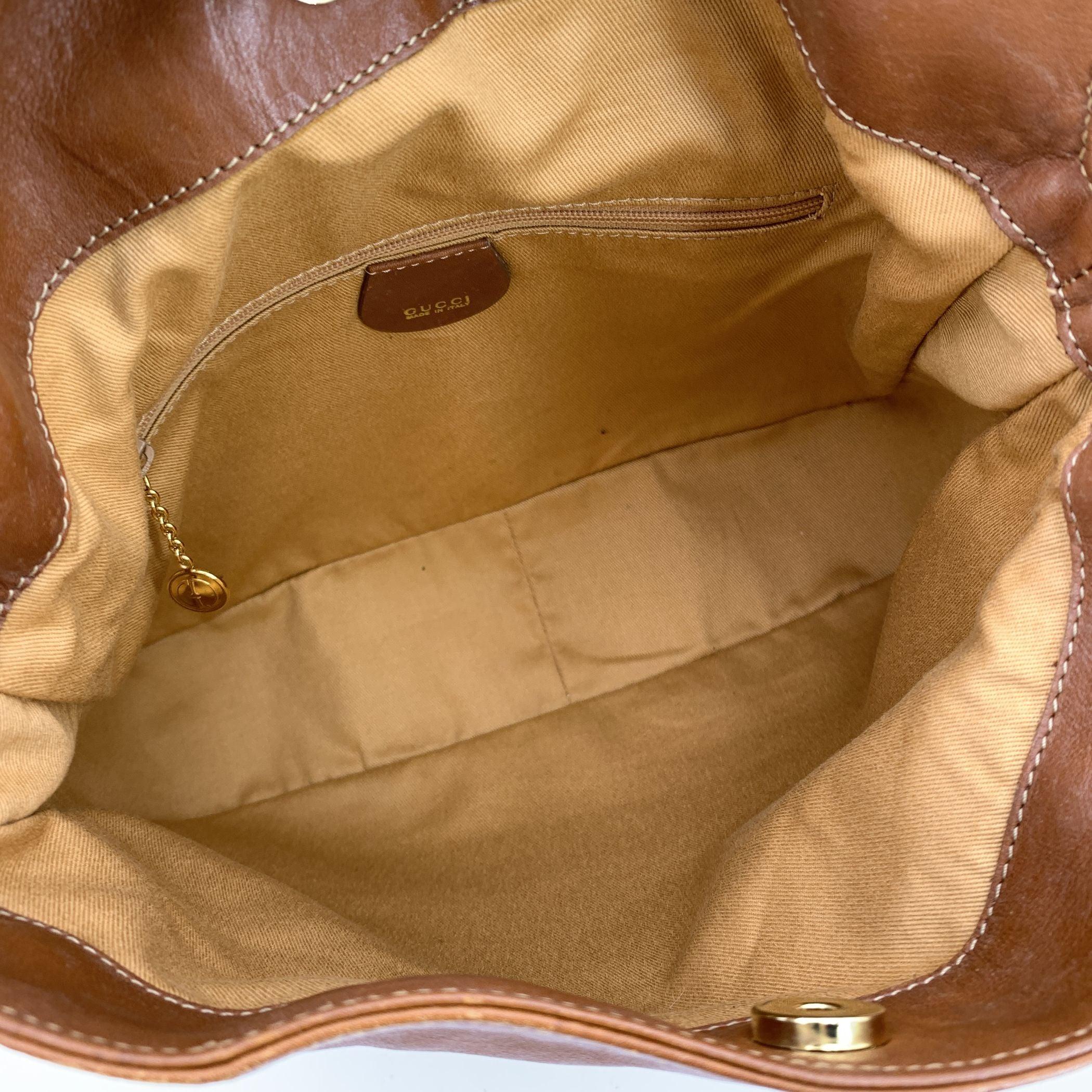 Women's Gucci Vintage Tan Leather Hobo Shoulder Bag Tote Bamboo Handle For Sale