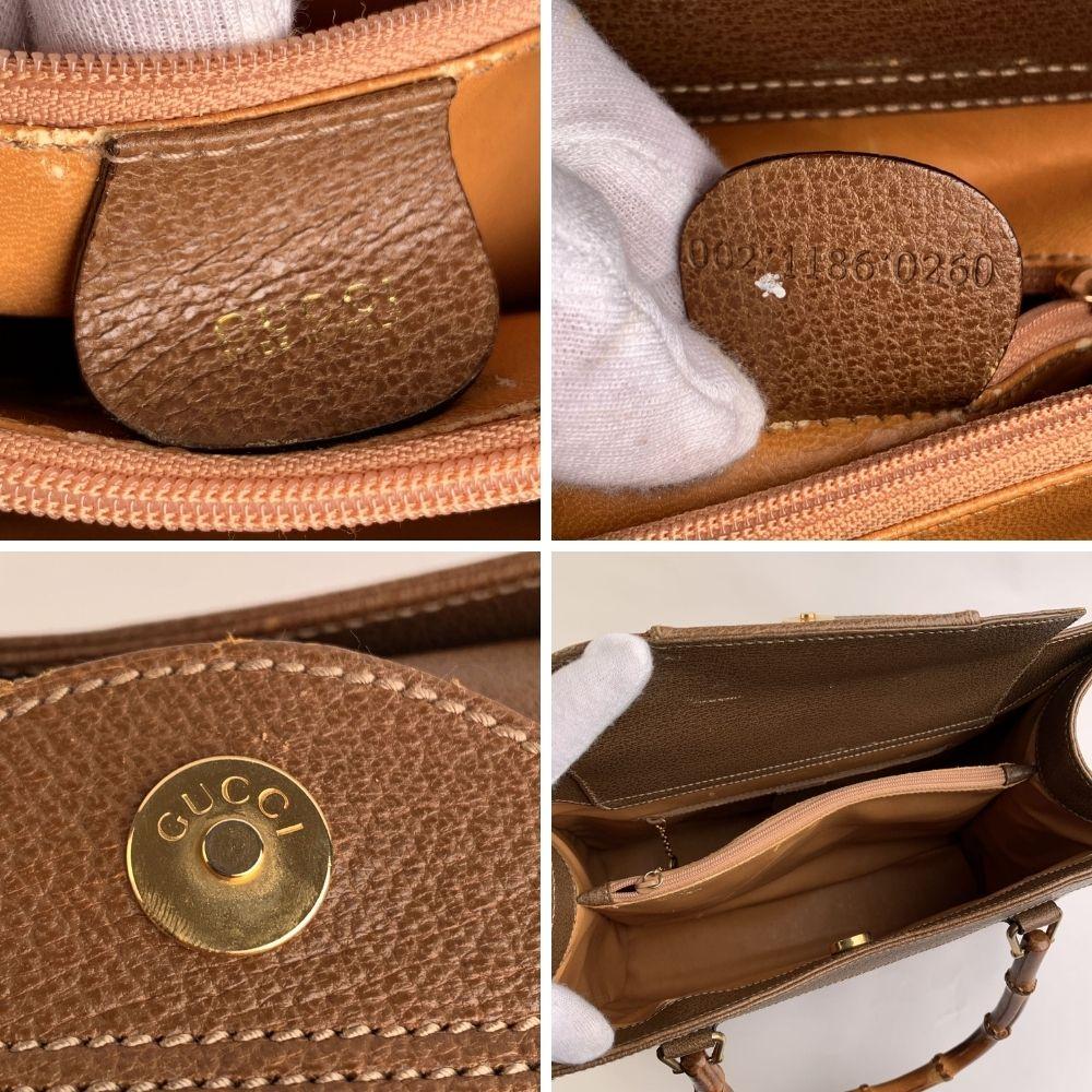 Women's Gucci Vintage Tan Leather Princess Diana Bamboo Tote