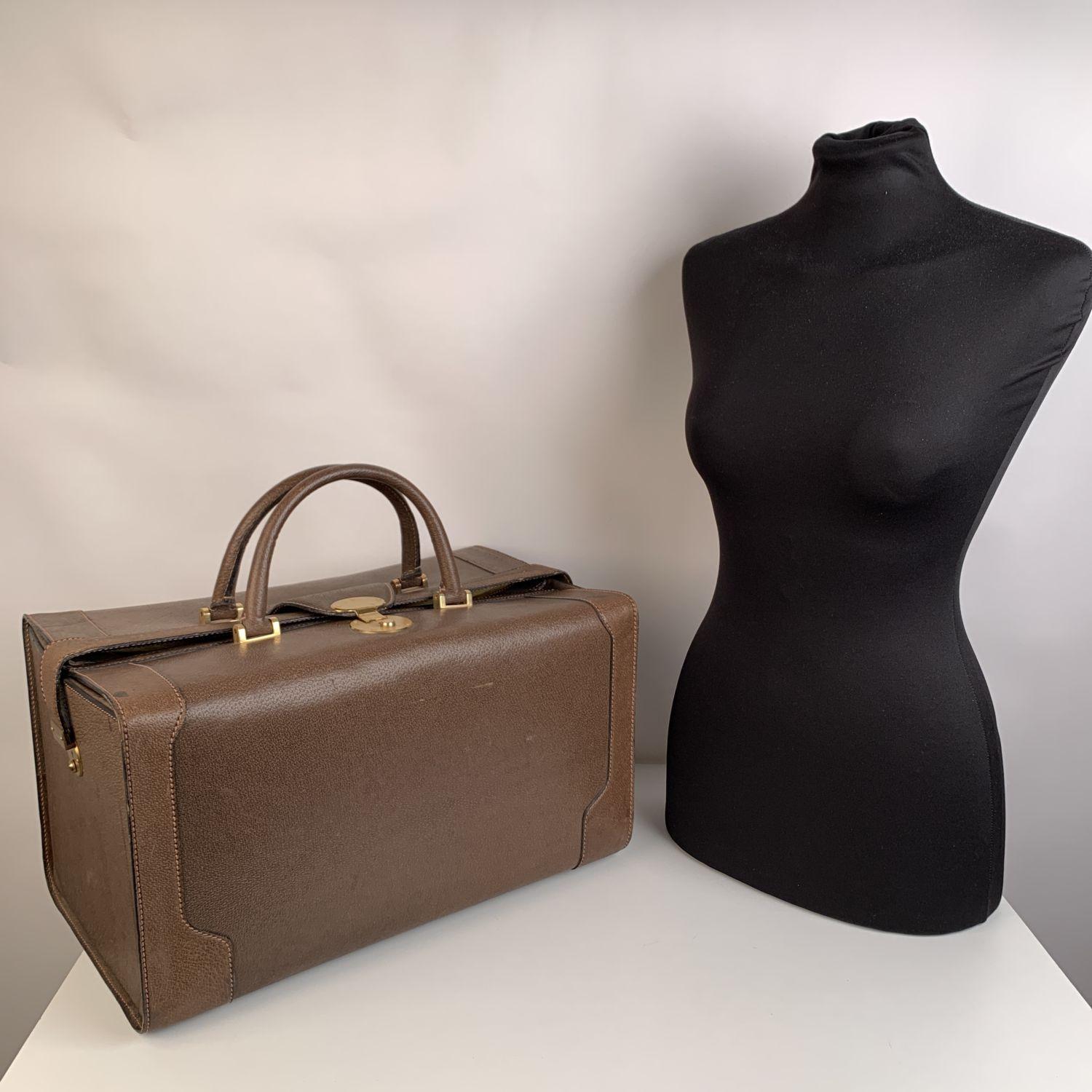 Gucci Vintage Tan Leather Travel Bag Weekend Overnight Bag In Excellent Condition In Rome, Rome