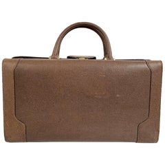 Gucci Vintage Tan Leather Travel Bag Weekend Overnight Bag