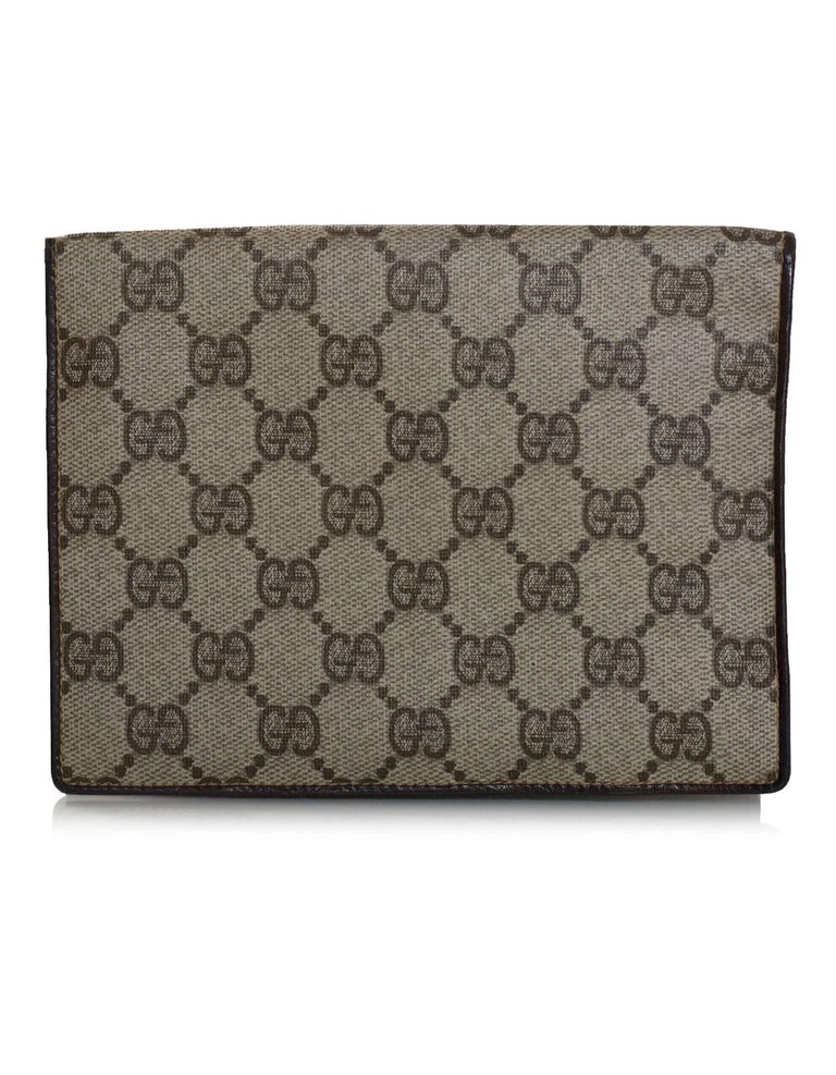 Gucci Vintage Tan Monogram Supreme Passport Cover For Sale at 1stDibs
