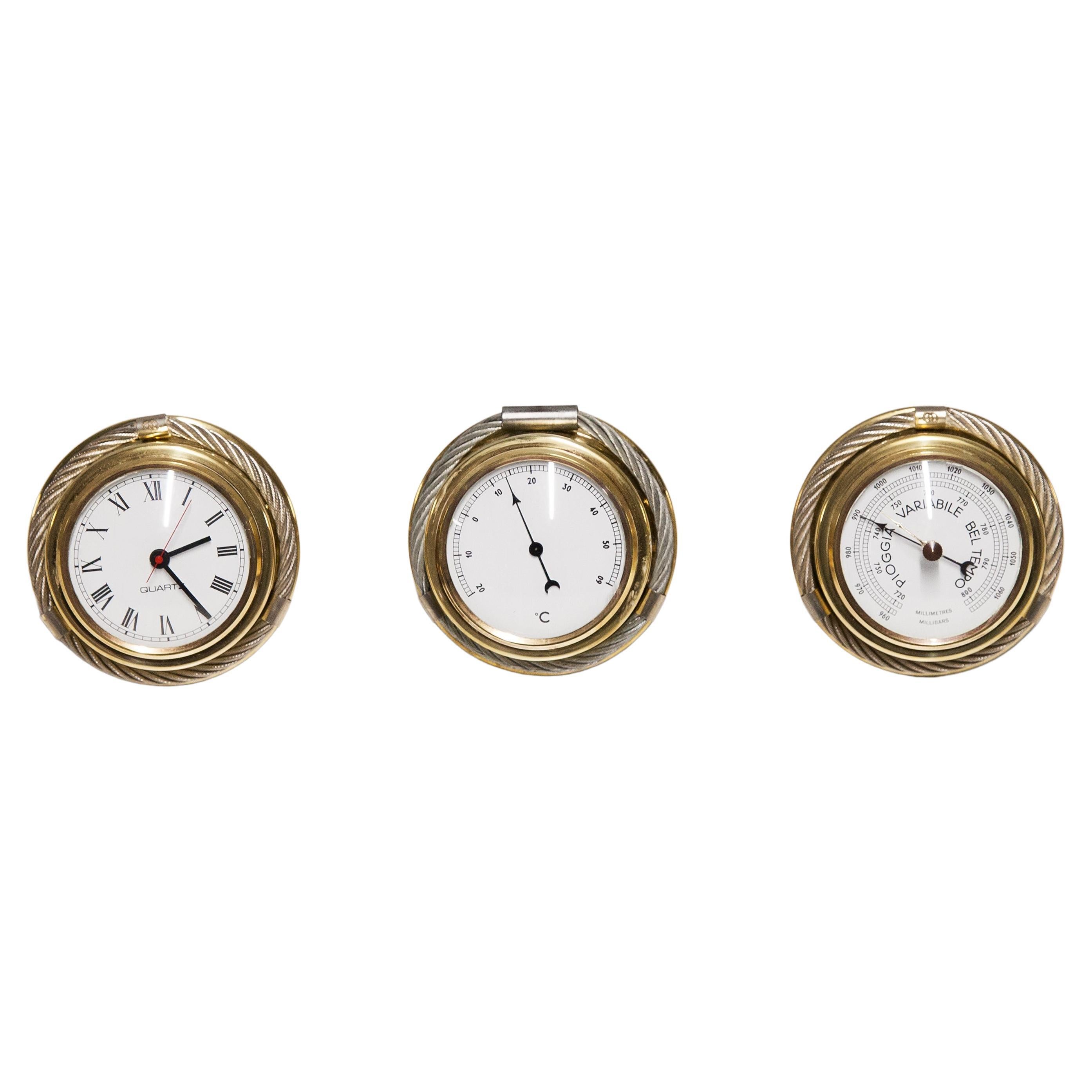 Gucci Vintage Thermometer Clock Air Meter 1970s Set of 3