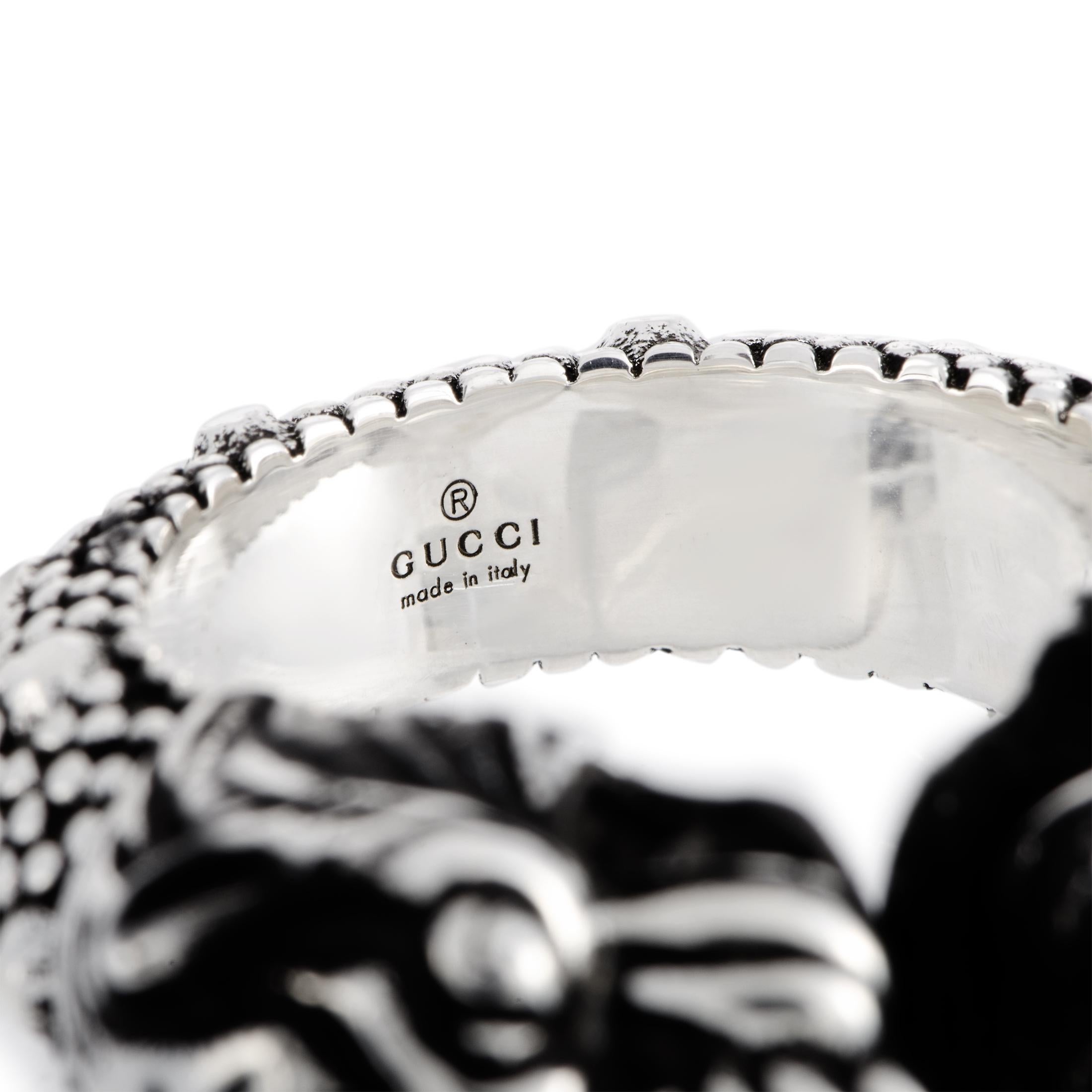 gucci tiger ring silver