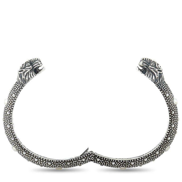 Gucci Vintage Tiger Sterling Silver Cuff Bracelet at 1stDibs