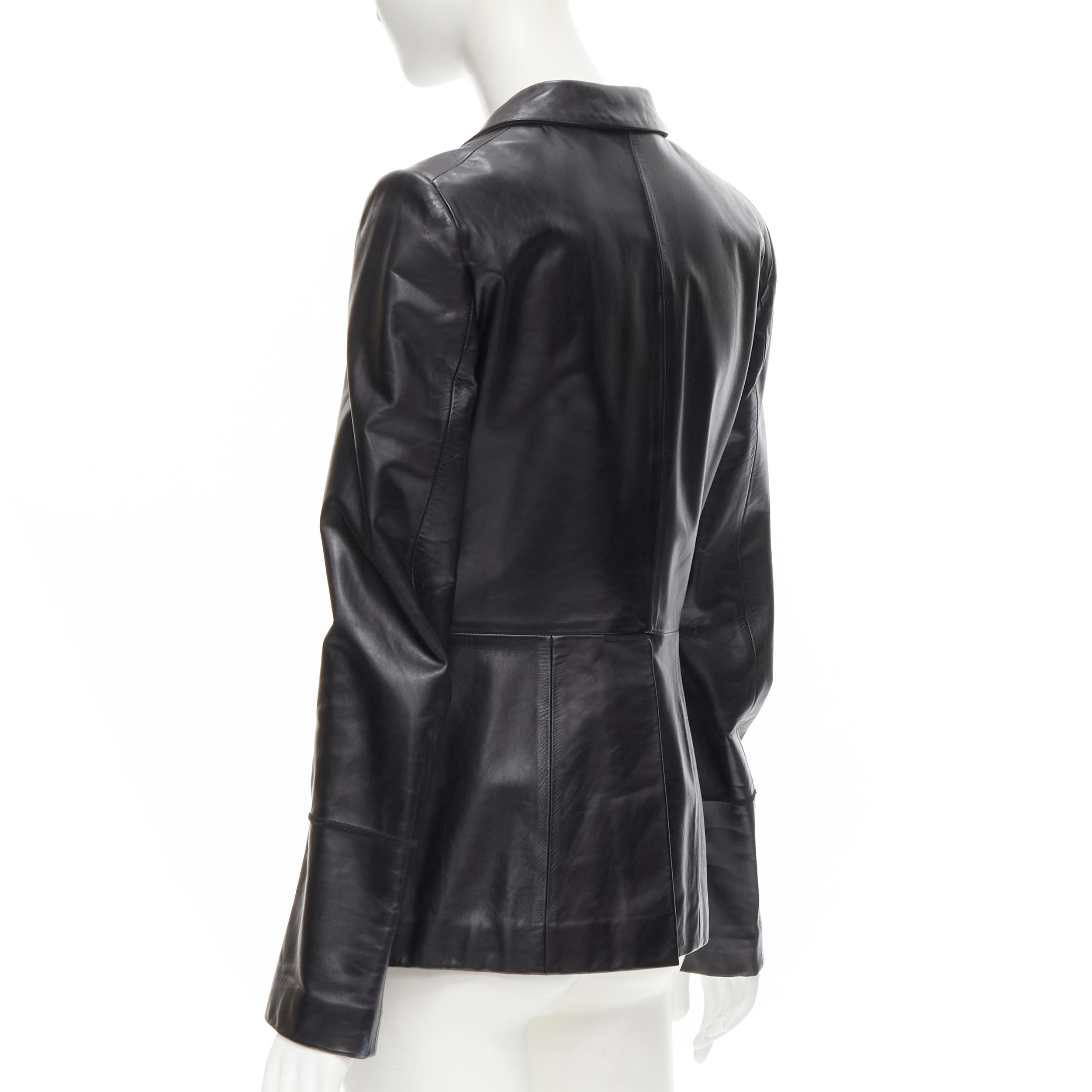 Black GUCCI Vintage Tom Ford black genuine leather minimalist blazer jacket IT42 M